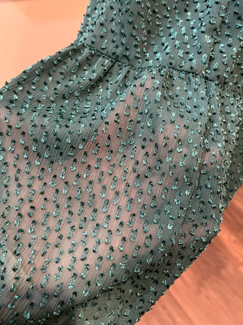 NWT RYEGRASS Emerald Green Clip Dot Long Sleeve Tie Neck Maxi Dress, Size Med - Picture 5 of 16